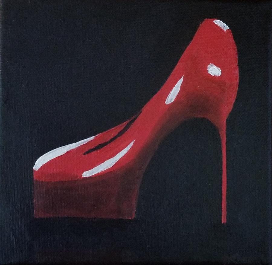 Red stiletto Painting by Lady Purpleheart - Fine Art America