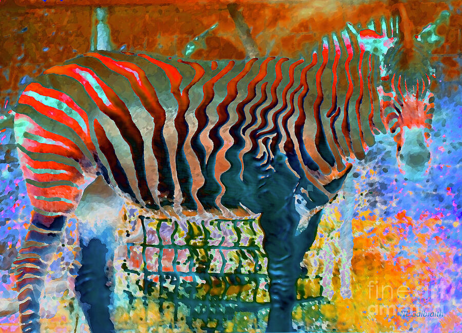 Abstract Digital Art - Red Striped Zebra by NL Galbraith Abstract Digital Art - Red Striped Zebra by NL Galbraith