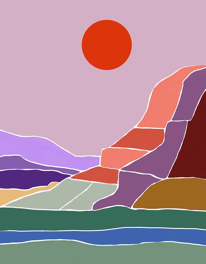 Red Sun Mountain View 4 Painting by Suzzanna Frank