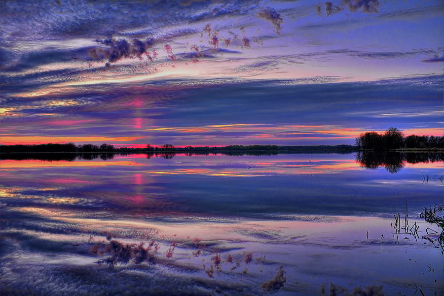 Red Sun Pillar Over South Rice Lake Photograph by Dale Kauzlaric