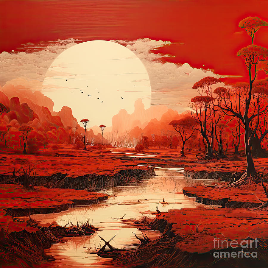 Sunset Digital Art - Red Sunrise by Elisabeth Lucas
