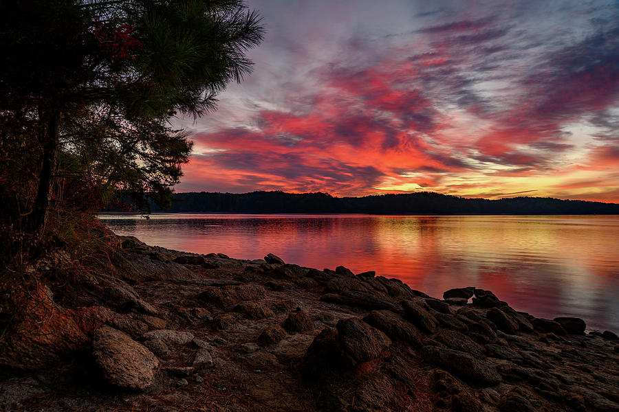 Atlanta Photograph - Red Sunrise on Lake Allatoona  by Anthony Hightower
