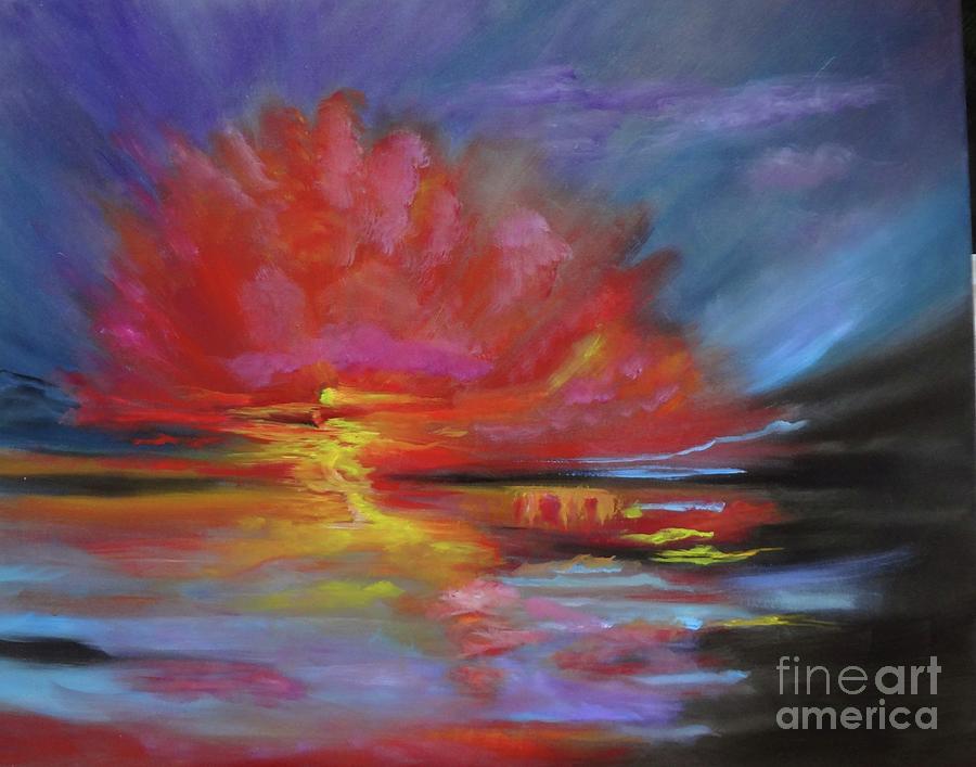 Red Sunset 11 Painting by Jenny Lee