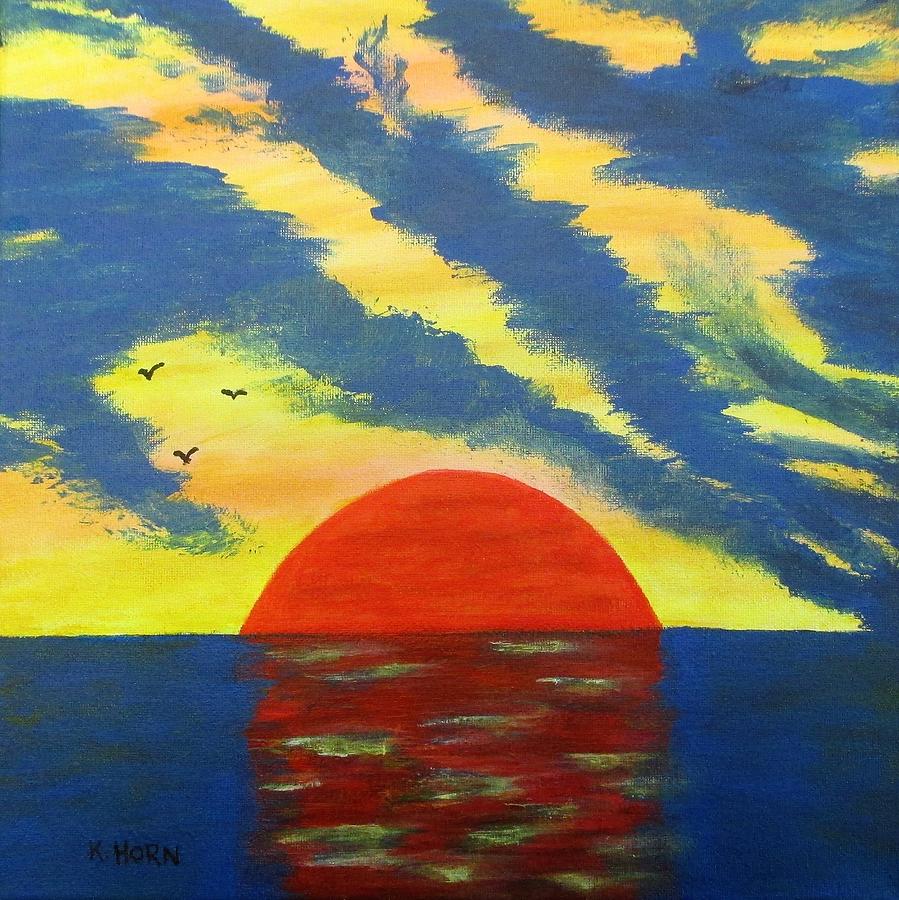 Red Sunset 4 Painting by Kathy Horn