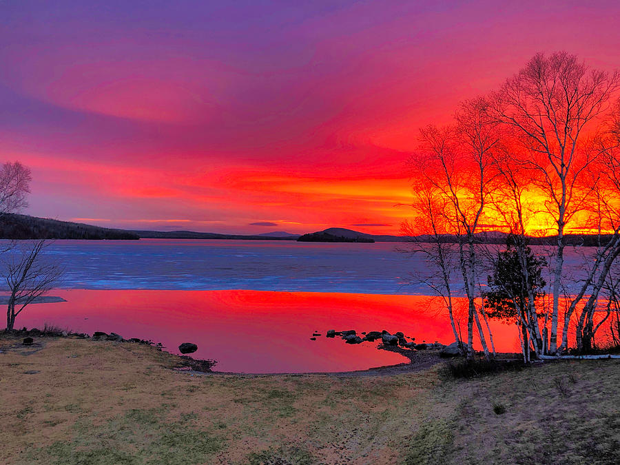 Red Sunset and Ice Photograph by Russel Considine