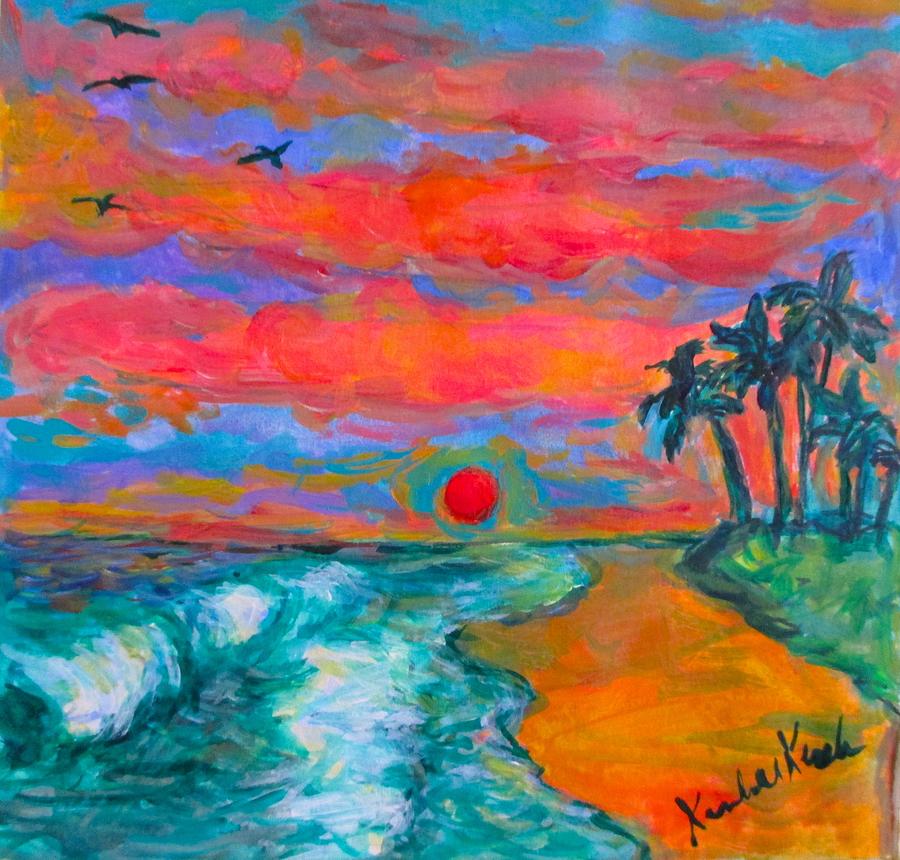 Red Sunset Painting by Kendall Kessler
