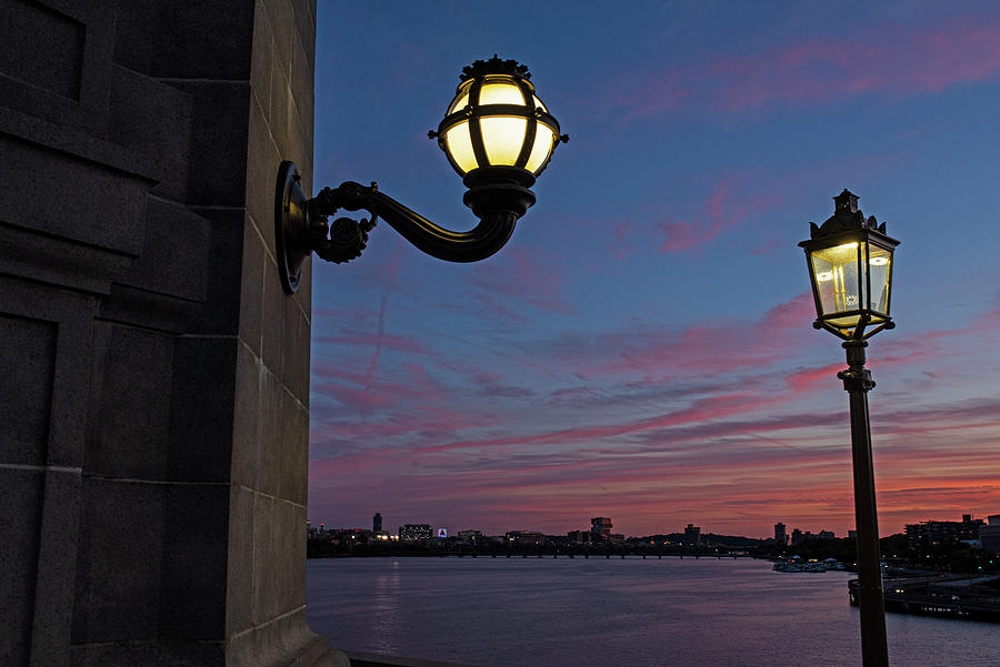 Red Sunset over the Charles River and Citgo Sign from the Longfellow Bridge Photograph by Toby McGuire