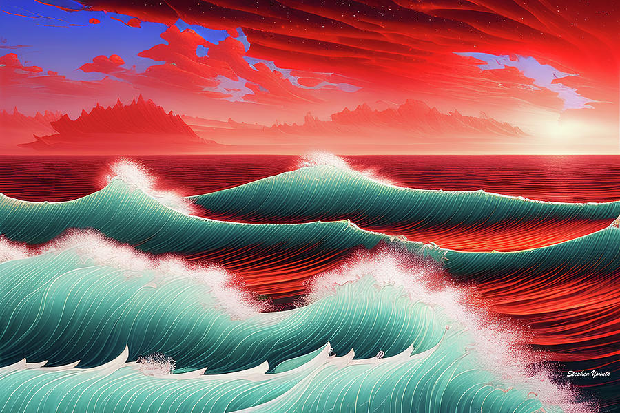Red Sunset Digital Art by Stephen Younts