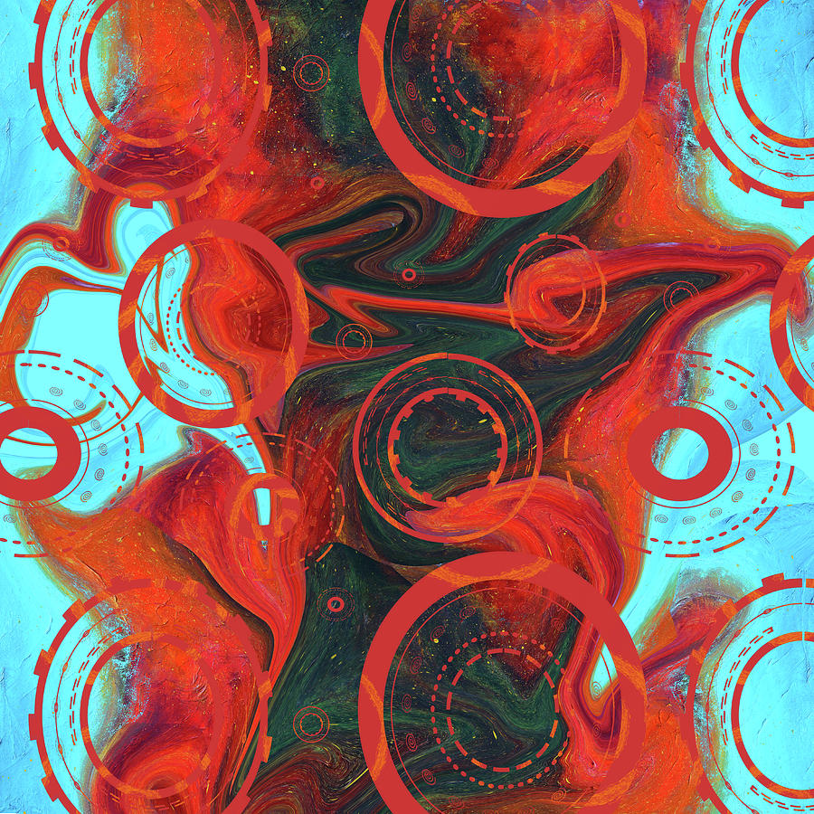 Red Swirl Abstract Painting by Nancy Merkle