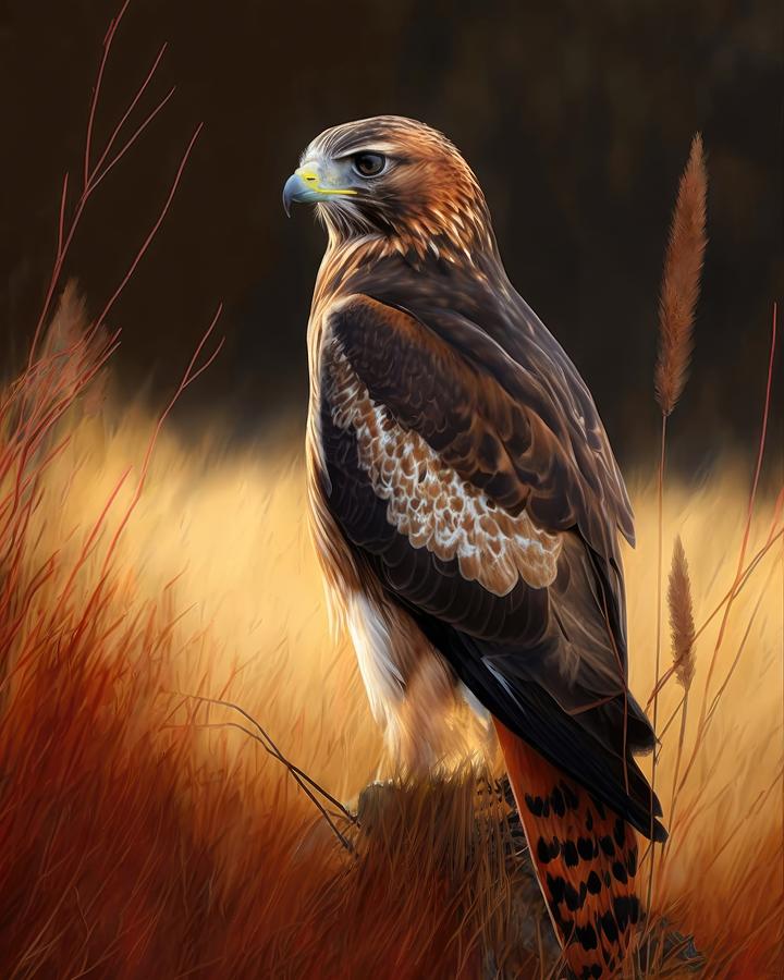 Red-Tailed Hawk In The Field Digital Art by April Lionheart - Fine Art ...