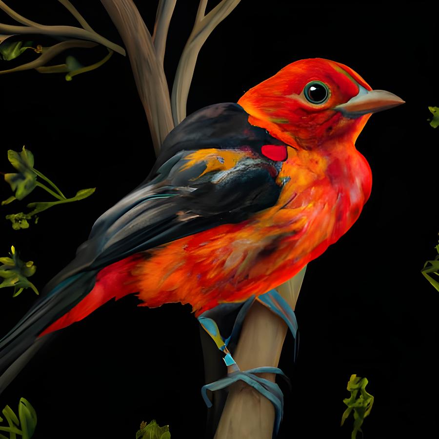 Red Tanager Digital Art by Beverly Read