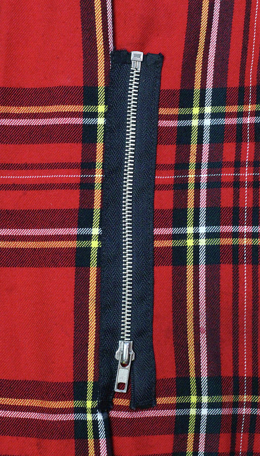 Red tartan fashion pattern and zipper  Photograph by Tom Conway