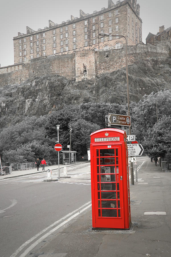Red telephone box and Edinburgh Castile  Photograph by Amy Curtis