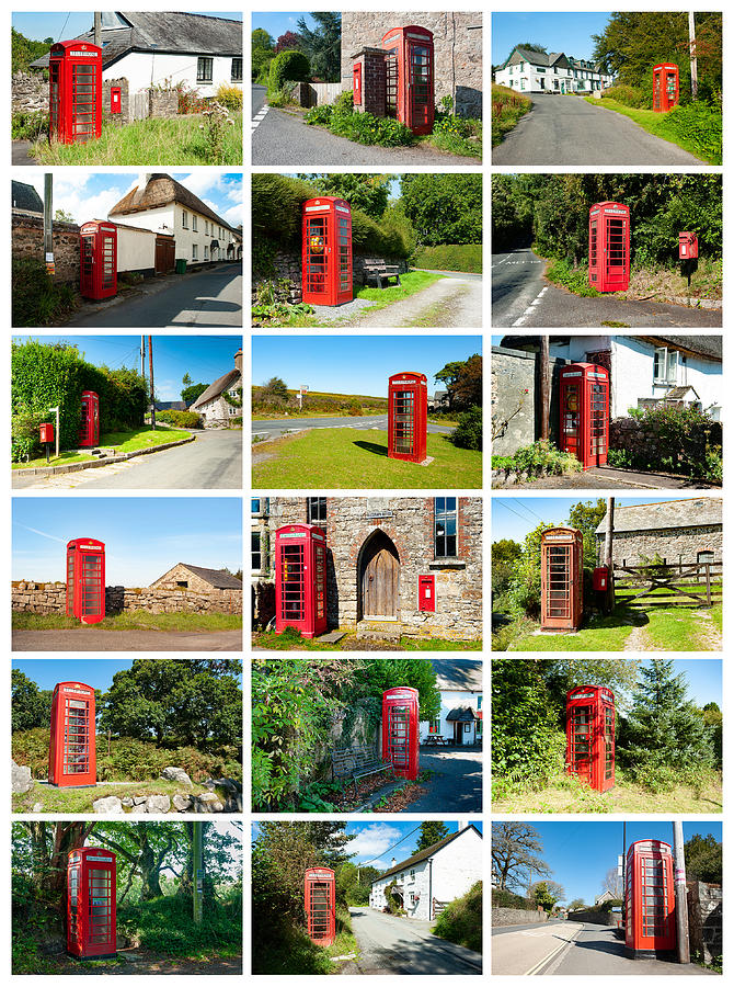 Red Telephone Box Collage Medium Photograph by Helen Jackson