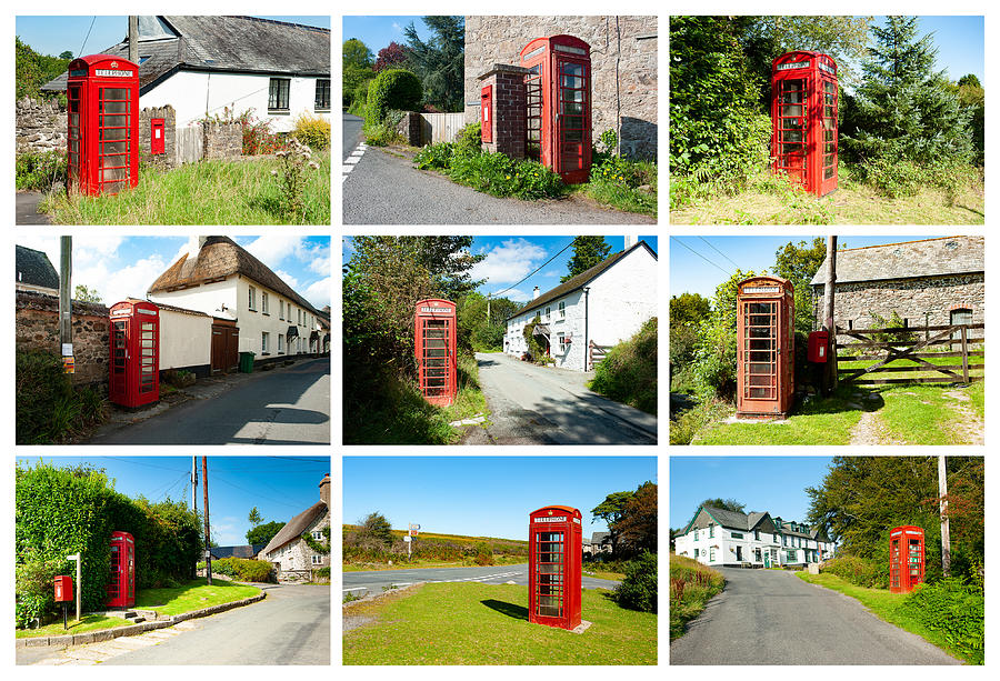 Red Telephone Box Collage Small Photograph by Helen Jackson