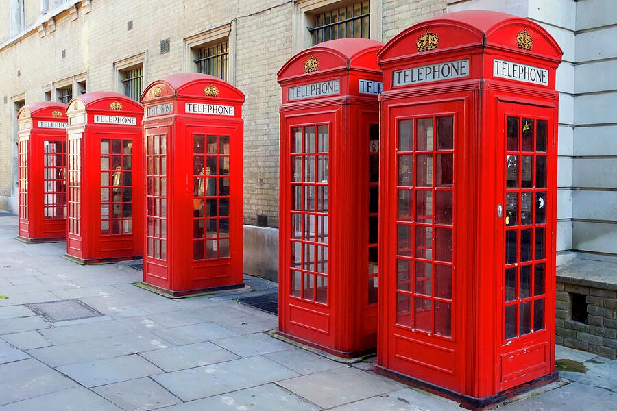 London Photograph - Red telephone boxes, Broad Court, Covent Garden by Joe Vella