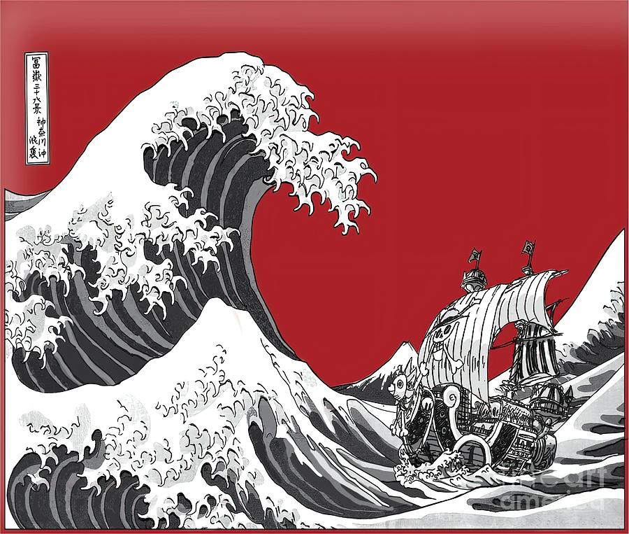 RED The Great Wave Painting by Price Hannah - Fine Art America