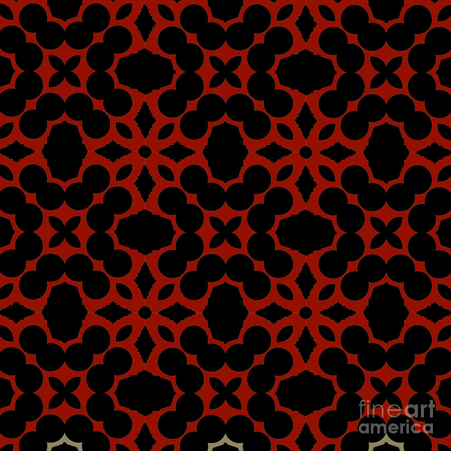 Red Tile Pattern Digital Art