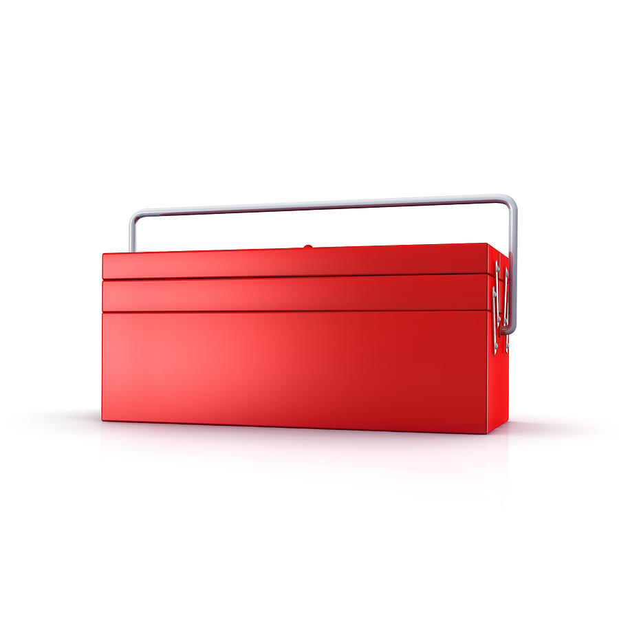 Red toolbox on a white background Photograph by Artpartner-images