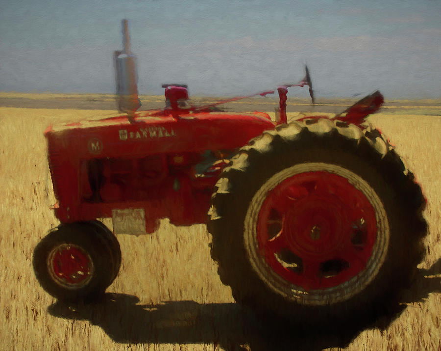 Red Tractor Farmall Digital Art by Cathy Anderson