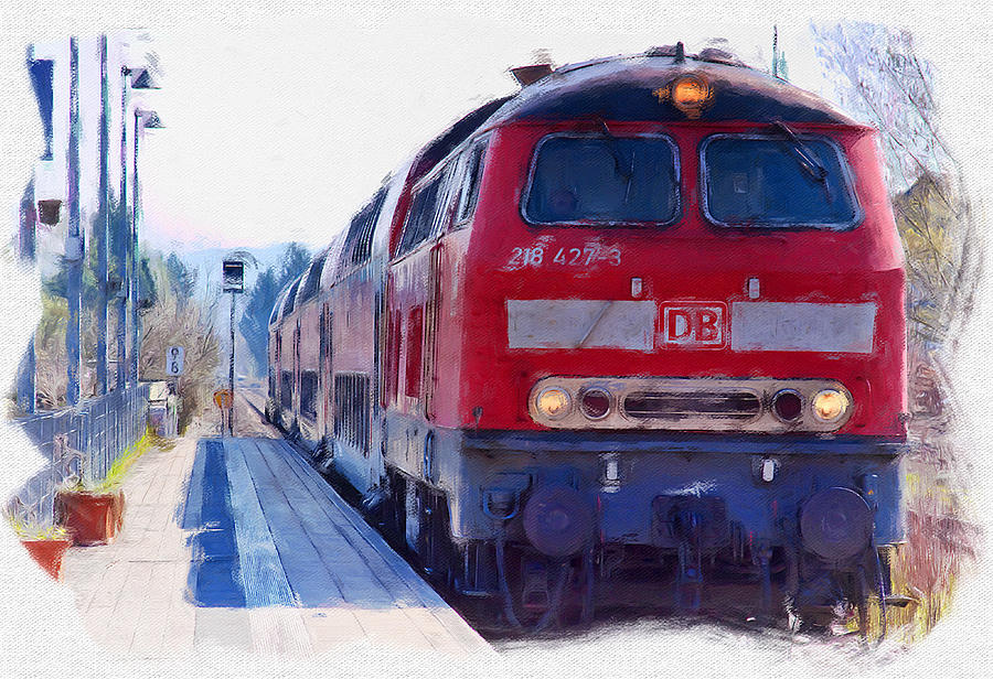 Red train Kressbronn Germany Digital Art by Tatiana Travelways