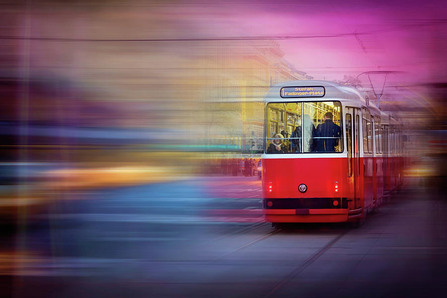 Red Tram in Vienna  Photograph by Carol Japp