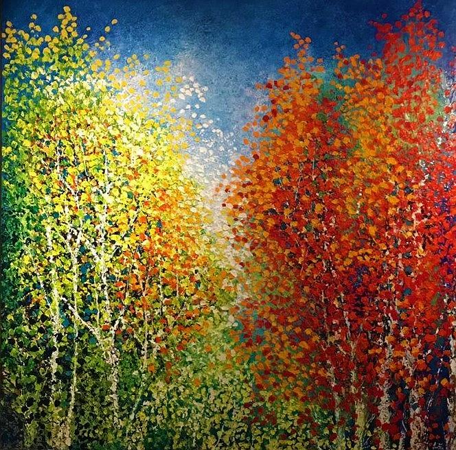 Red tree Painting by Ana Fernandez