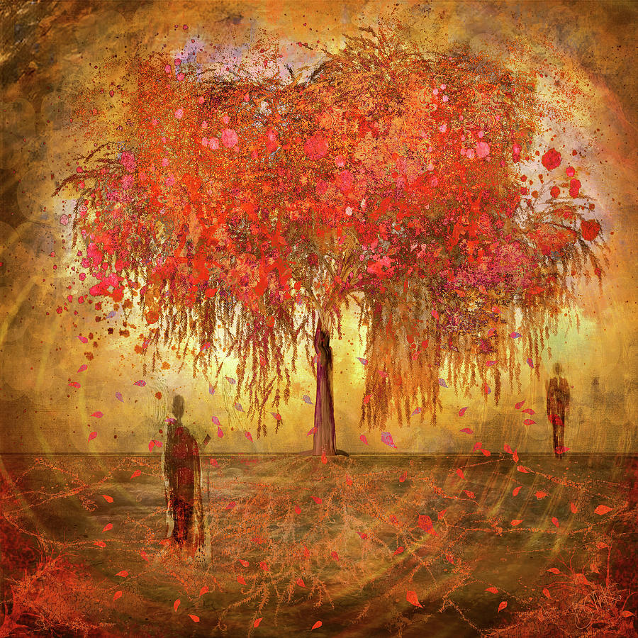 Red Tree Digital Art by Barbara Mierau-Klein