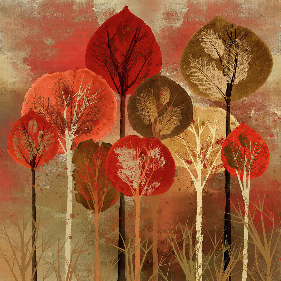 Red Tree Collage Digital Art by Barbara Mierau-Klein