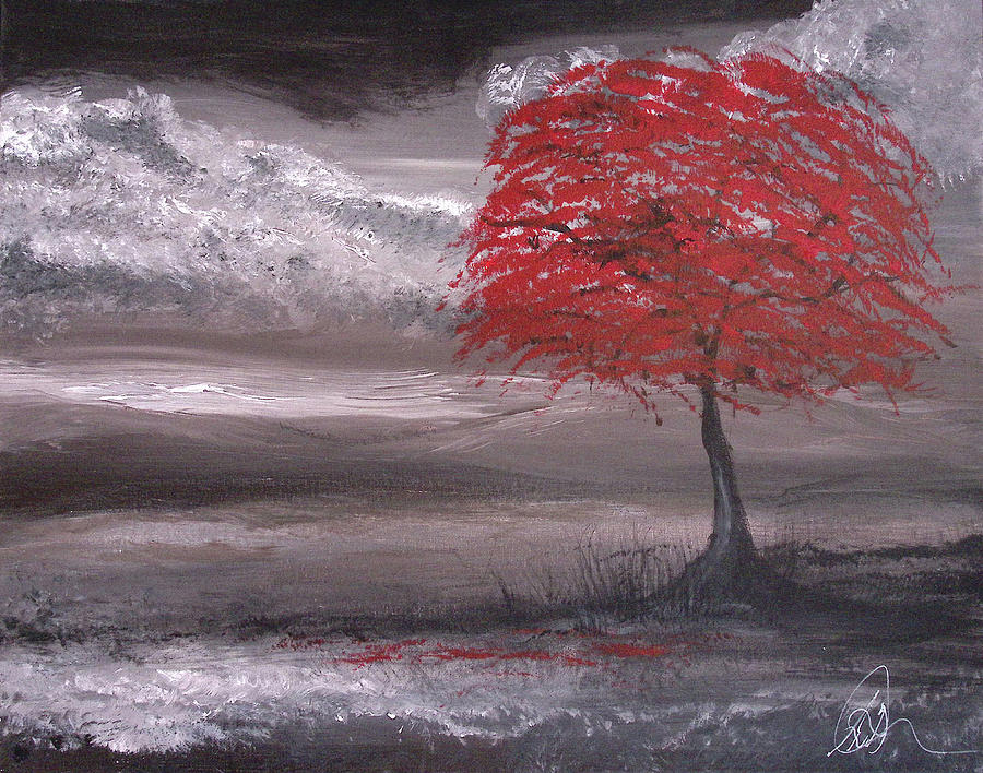 Red Tree Mixed Media by Greg Bohrmueller - Fine Art America