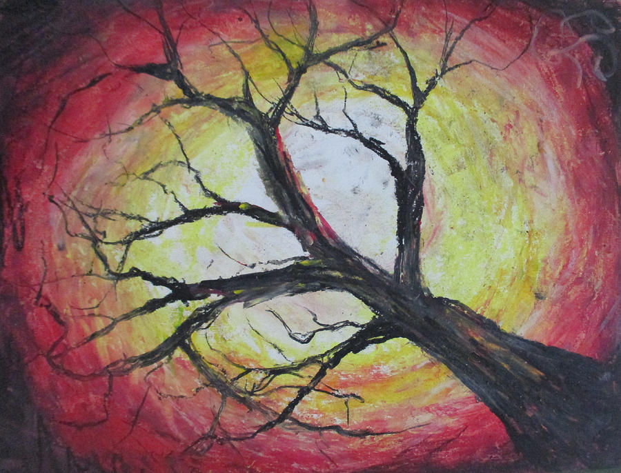 Red Tree Pastel by Jen Shearer