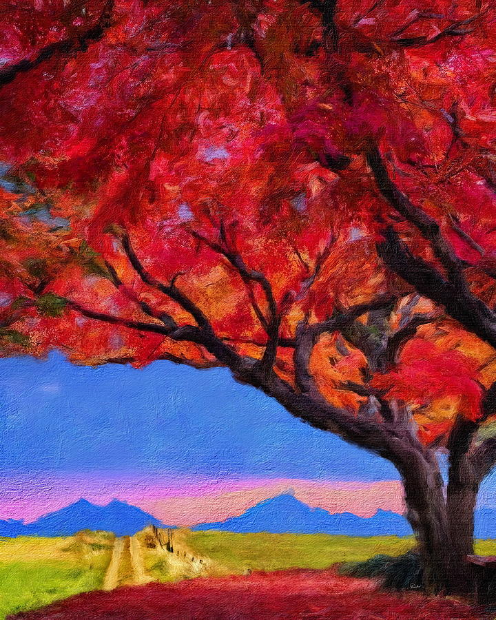 Red Tree Digital Art by Russ Harris