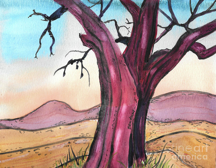 Red Tree Painting by Terry Banderas
