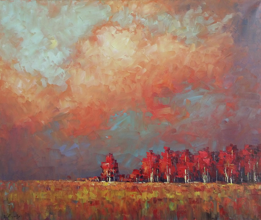 Red trees Painting by Narek Qochunc