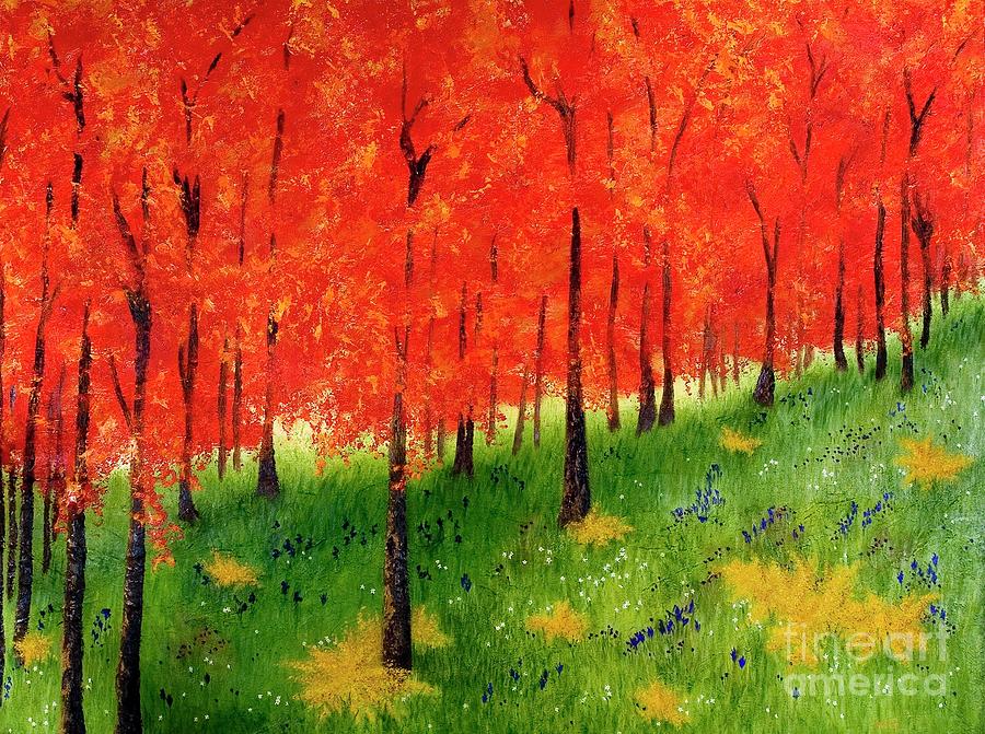 Red Trees Painting by Wendy Golden