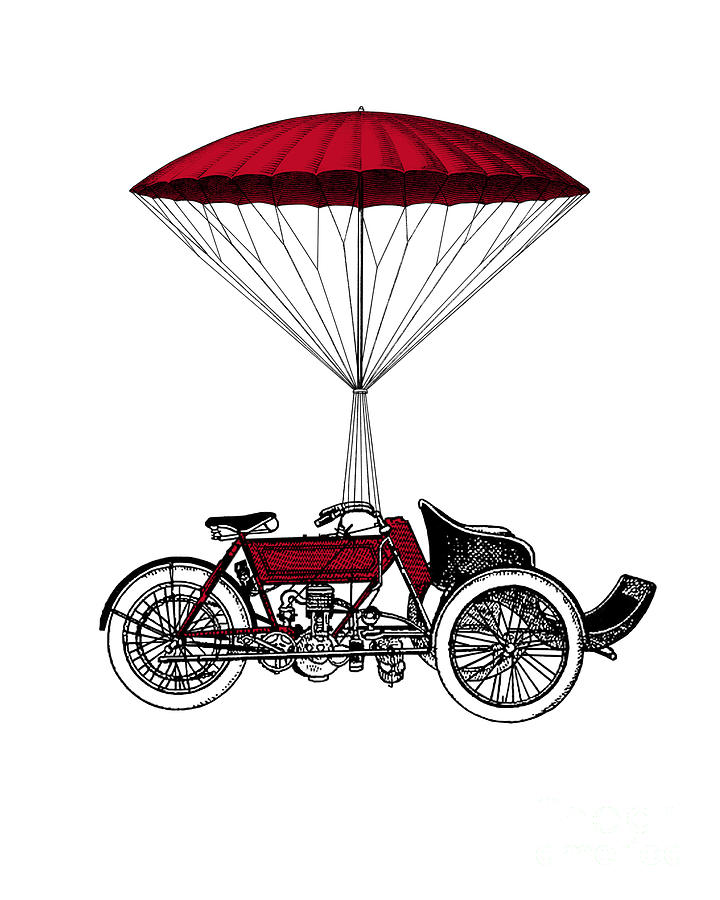 Vintage Digital Art - Red Tricycle by Madame Memento