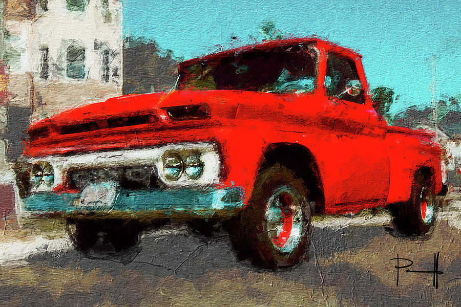 Red Truck 5 Digital Art by Sean Parnell