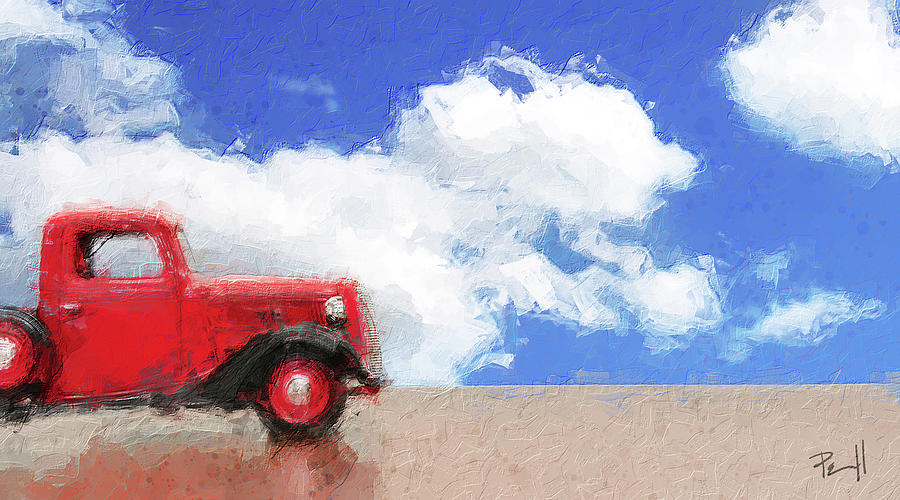 Red Truck 6 Digital Art by Sean Parnell