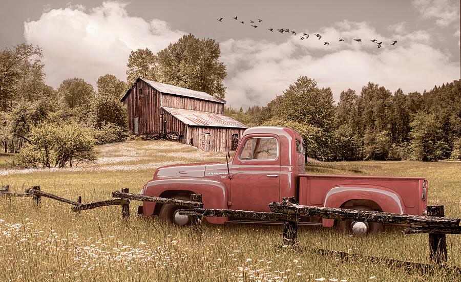 Red Truck in the Country Summertime Photograph by Debra and Dave ...