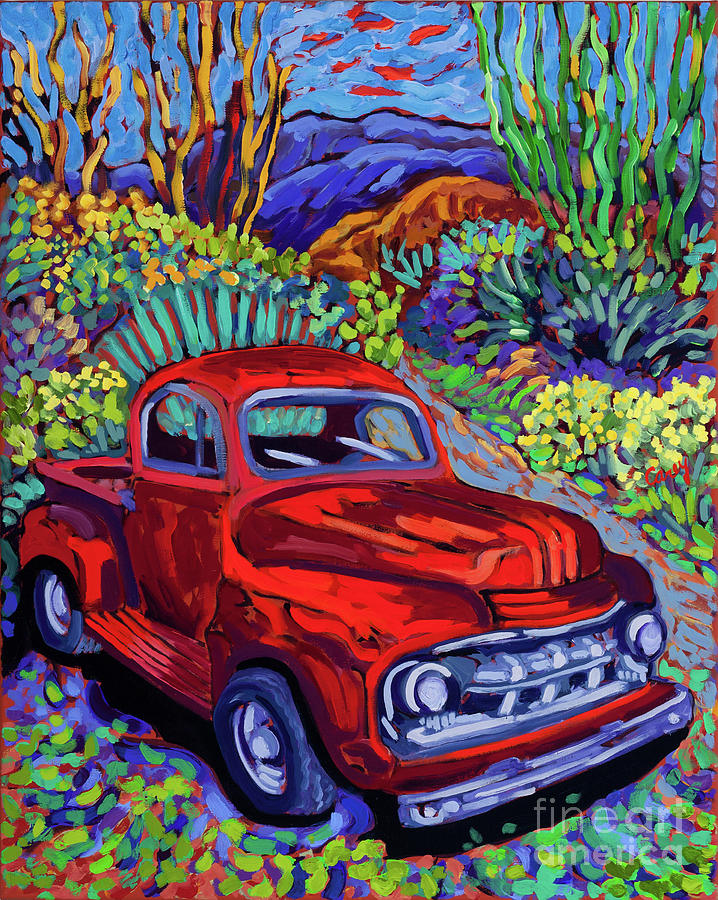 Red Truck Luck Painting by Cathy Carey