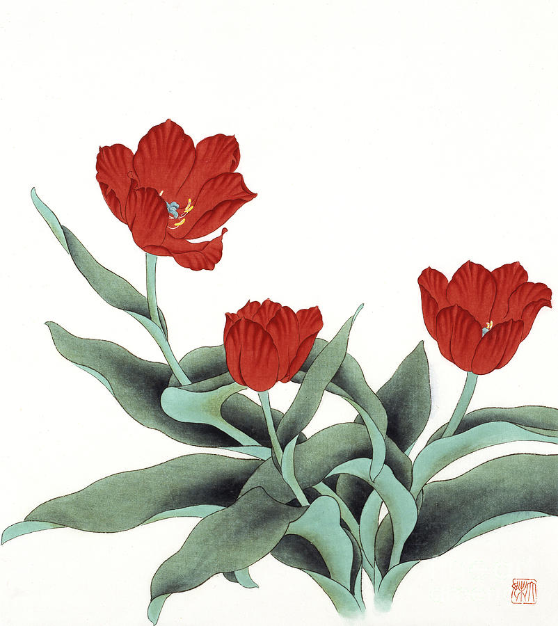 Red Tulip II Painting by Da Mei and Wen Lin