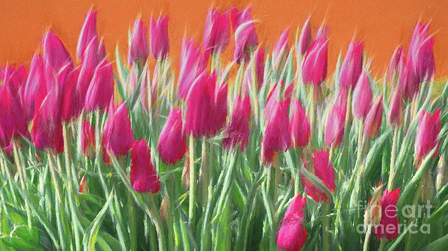 Red Tulips Flowers - V2 Digital Art by Philip Preston
