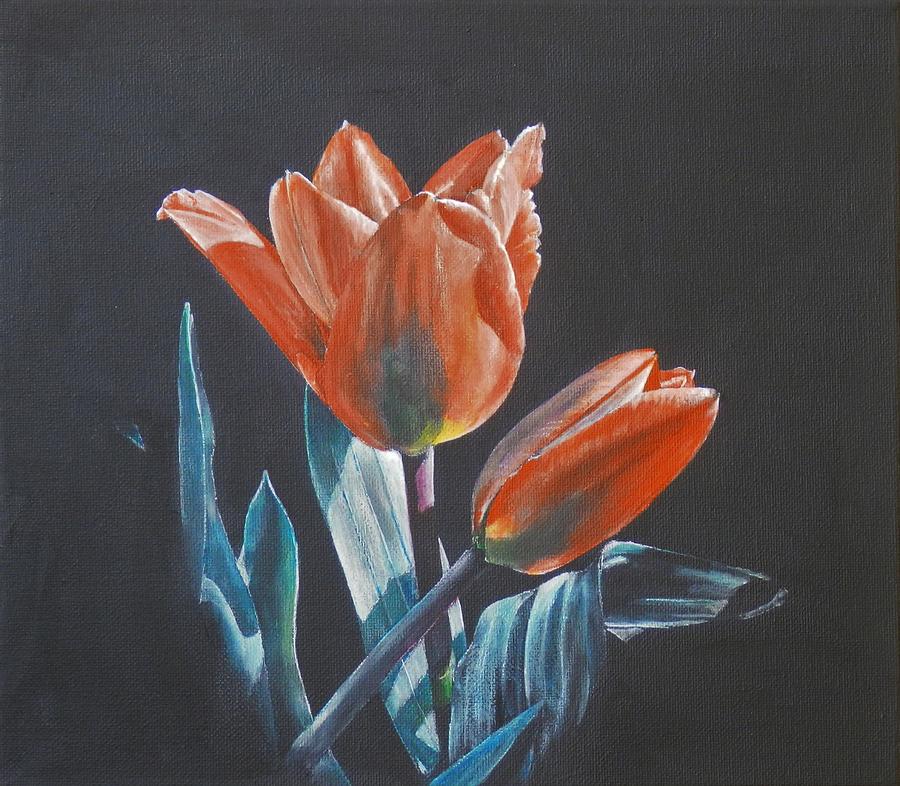 Red Tulips Painting by John Neeve