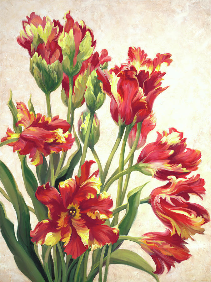 Mothers Day Painting - Red Tulips by Laurie Snow Hein