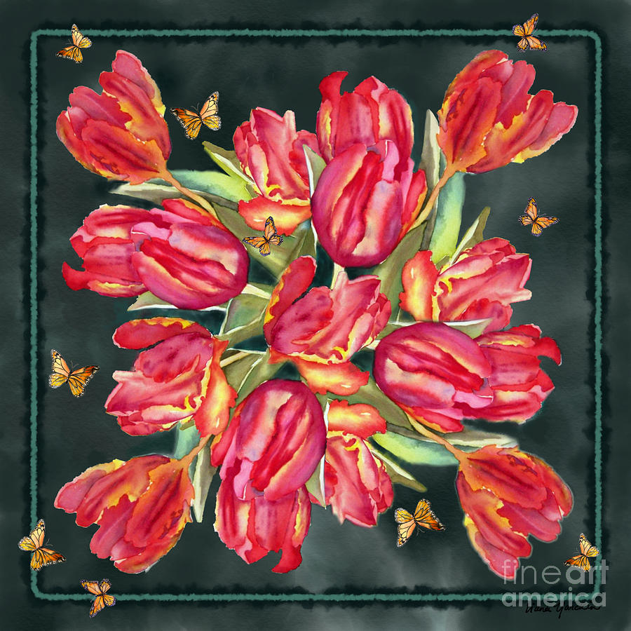 Red Tulips Painting by Liana Yarckin