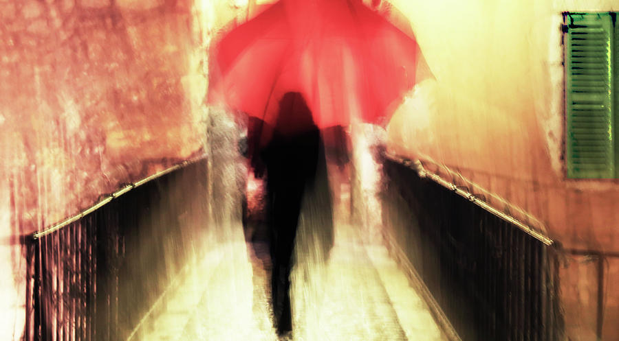Bridge Photograph - Red Umbrella by Angelika Vogel