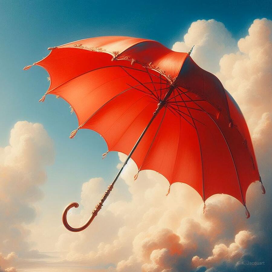 Red Umbrella Digital Art by Kathy Jacquart - Fine Art America