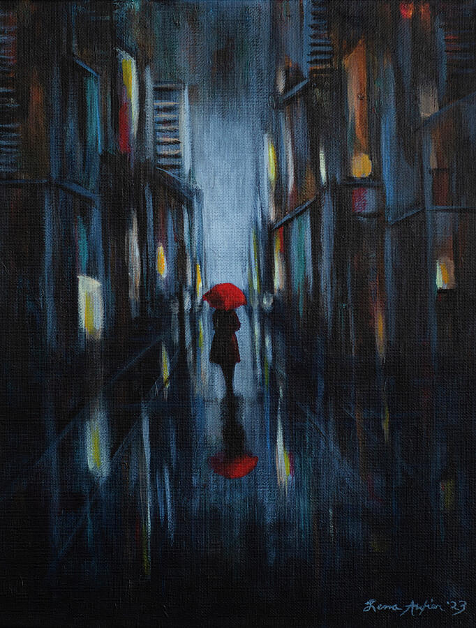 Red Umbrella Painting by Lena Auxier