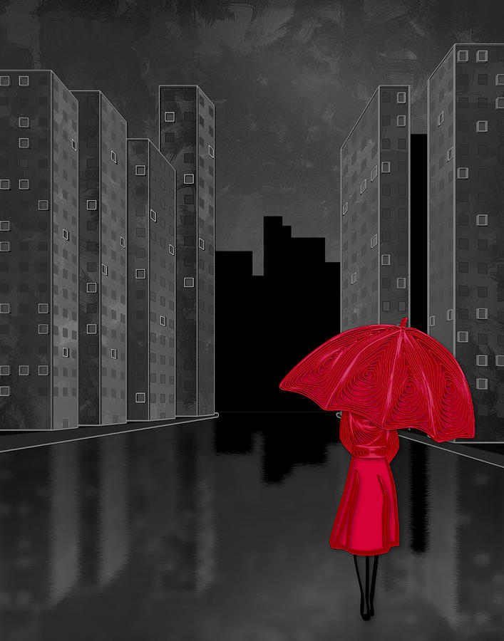 Red Umbrella - Recreation Digital Art