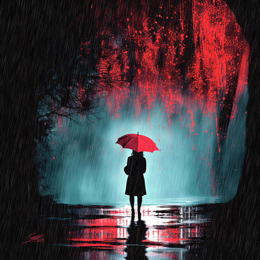 Red Umbrella Digital Art by Rick Stringer